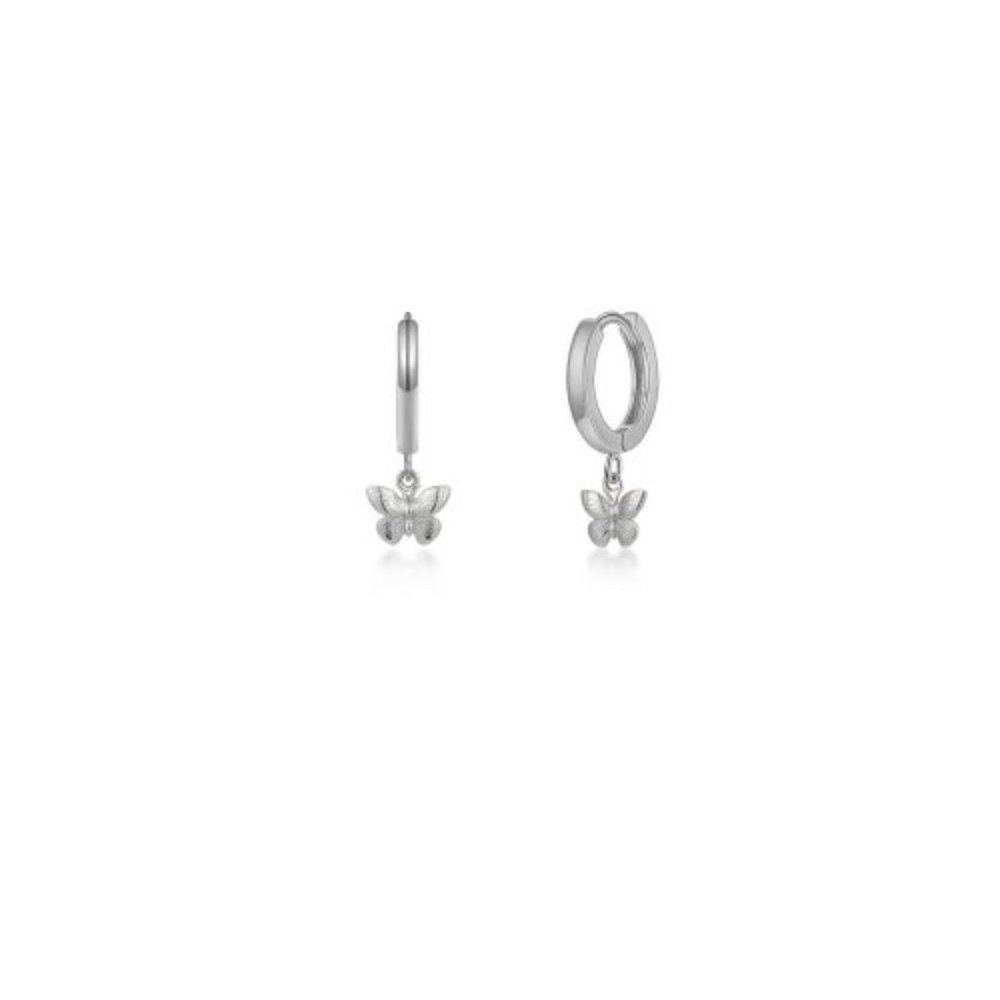NWT Lexi Butterfly Huggie // 10kt Solid White Gold